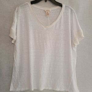 Sundance White Linen/Silk T Shirt